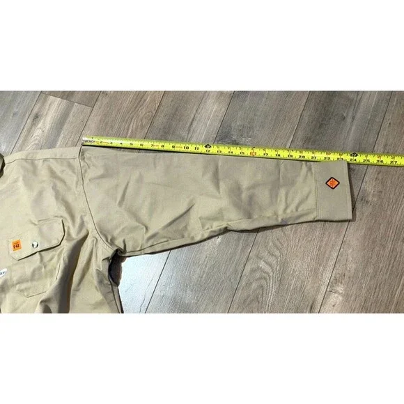 Wrangler FR Flame Resistant Mens XXL Long Sleeve Western Canvas Tan Work Shirt
